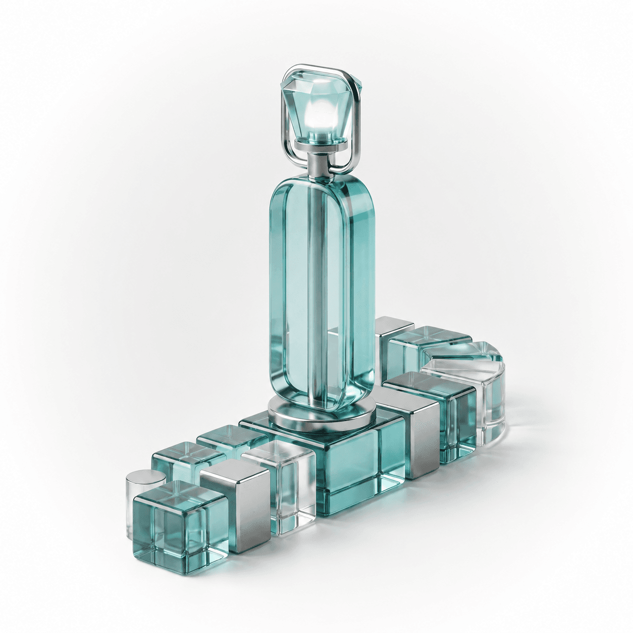 Glass streetlight illuminating a path of blocks, representing accessible exchange transparency